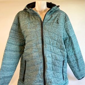 Men’s New Im Never Est. Green White Polyester Hooded Puffer size L